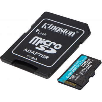 Карта памяти 128Gb MicroSD KINGSTON CANVAS GO! PLUS + SD адаптер (SDCG4/128GB)