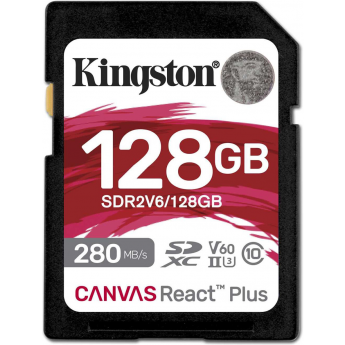 Карта памяти 128Gb SD KINGSTON CANVAS REACT PLUS (SDR2V6/128GB)