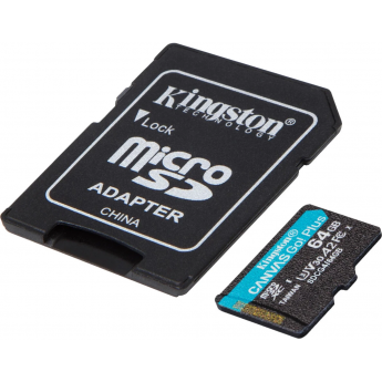 Карта памяти 64Gb MicroSD KINGSTON CANVAS GO! PLUS + SD адаптер (SDCG4/64GB)